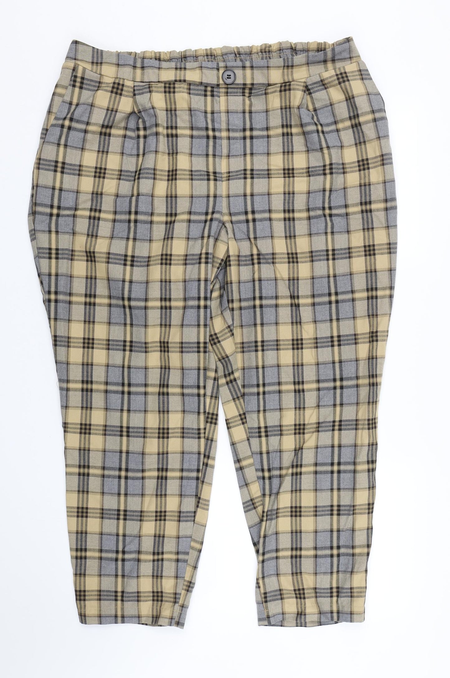 Primark Womens Grey Check  Trousers  Size 20 L24.5 in