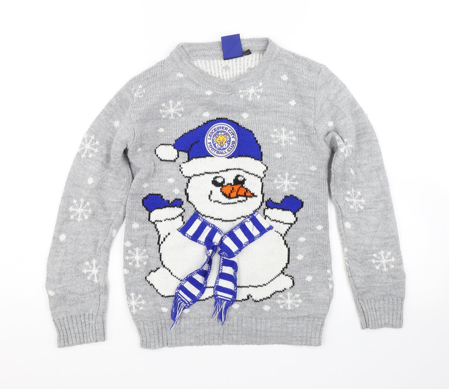 Leicester City FC Boys Grey Polka Dot  Pullover Jumper Size 9-10 Years  - Snowman