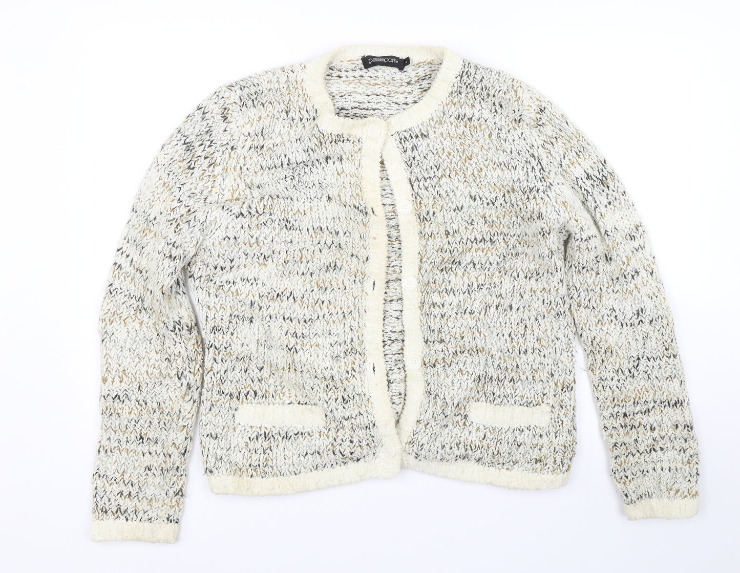 Passport Womens Beige   Cardigan Jumper Size L