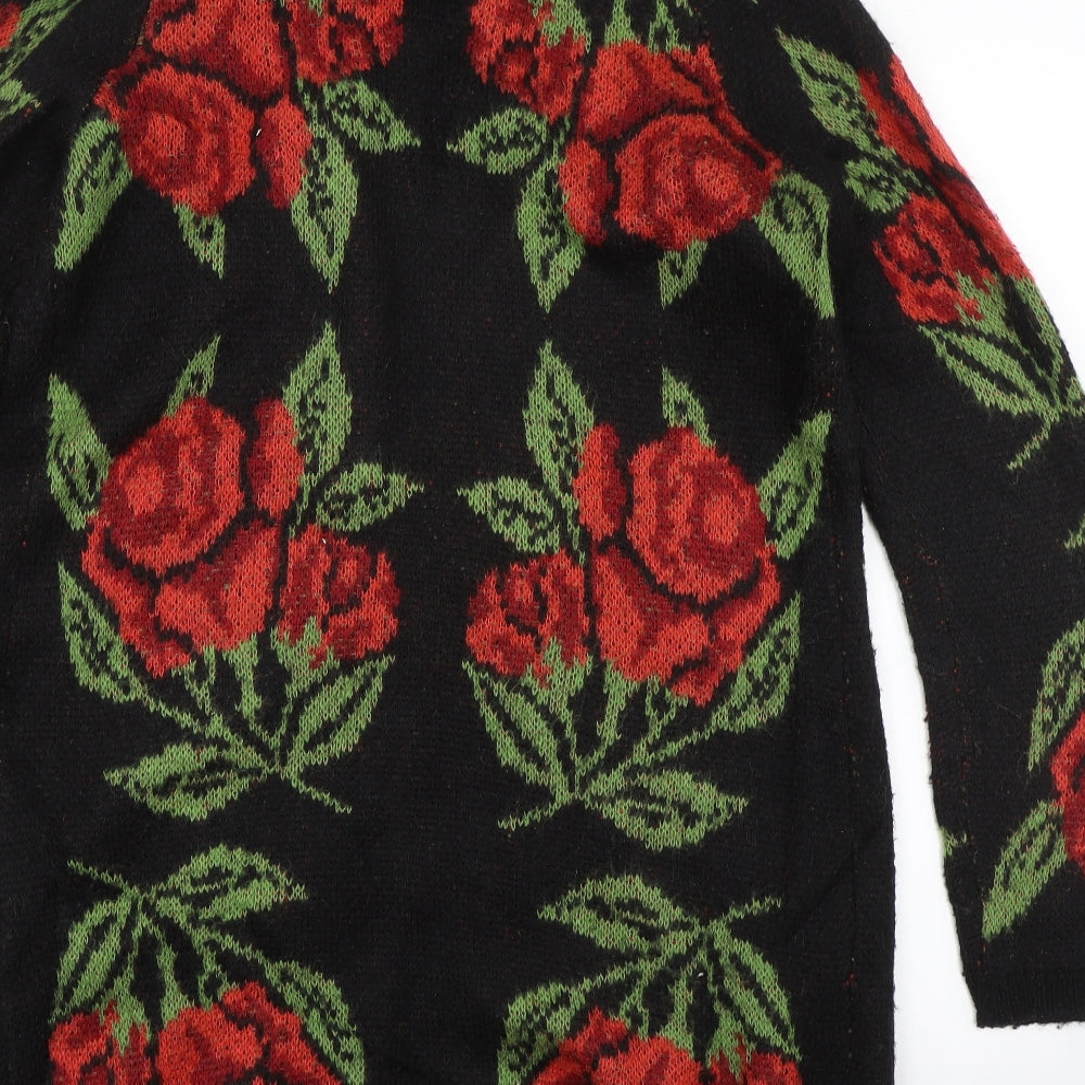 Cynthia Rowley Womens Black Floral  Cardigan Jumper Size L