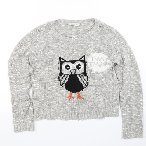 Peacocks Womens Grey   Pullover Jumper Size S  - Owl