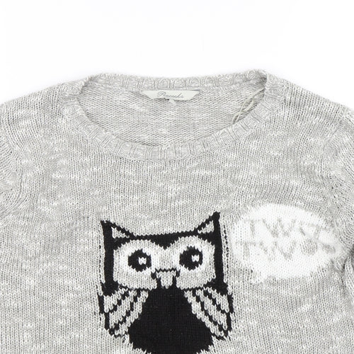 Peacocks Womens Grey   Pullover Jumper Size S  - Owl
