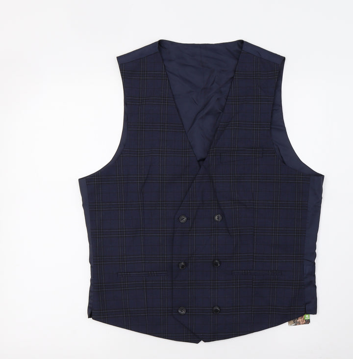 Marks and Spencer Mens Blue Check Jacket Suit Trousers Size M
