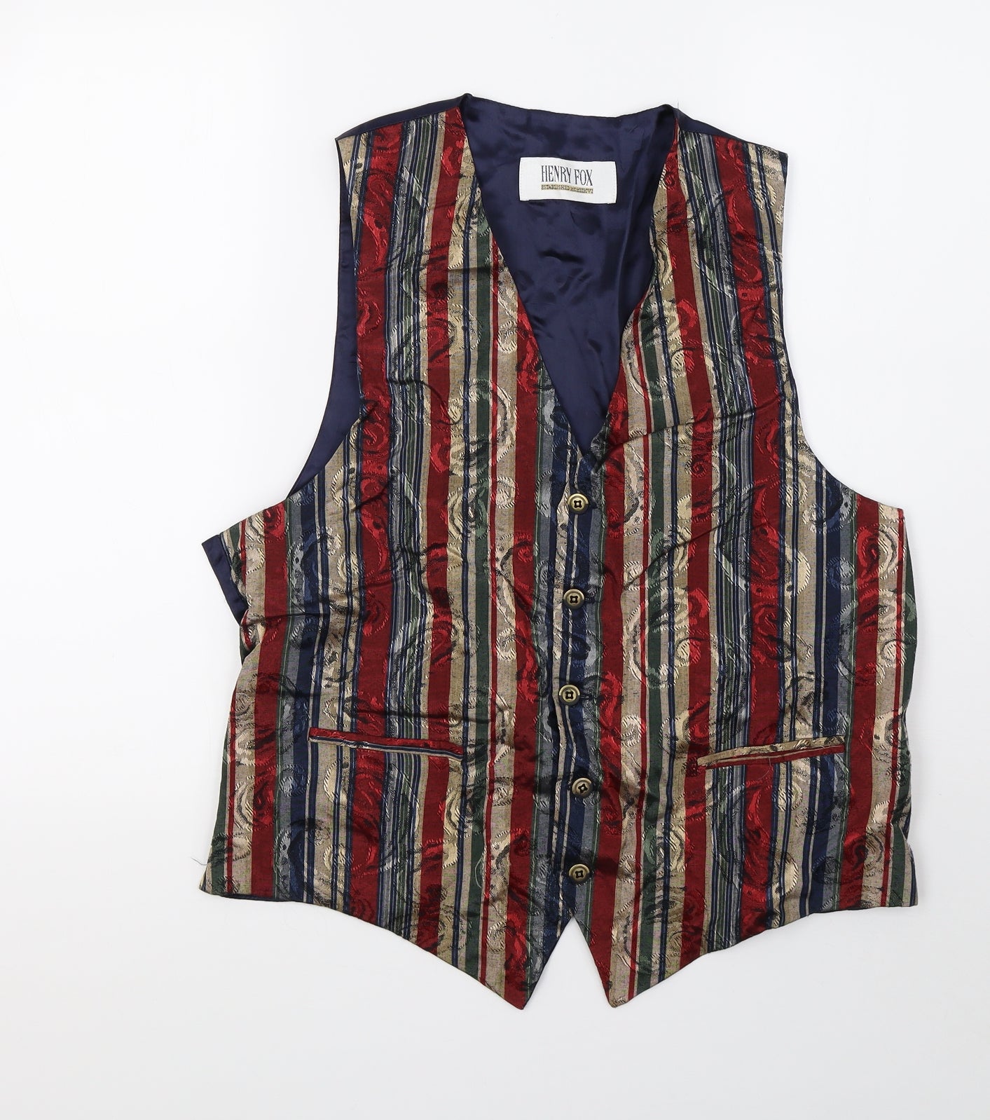 henry fox Mens Multicoloured Striped  Jacket Suit Waistcoat Size 40