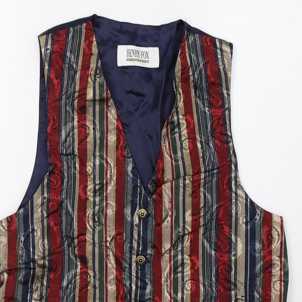 henry fox Mens Multicoloured Striped  Jacket Suit Waistcoat Size 40