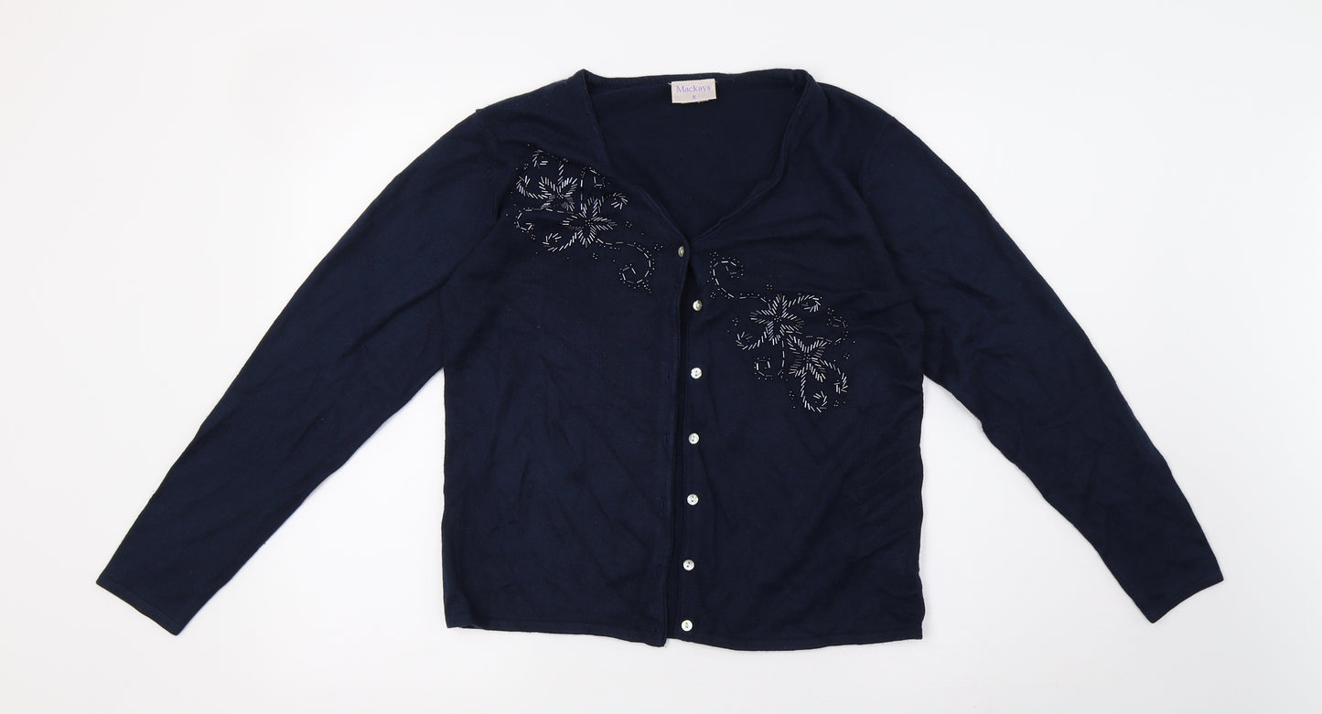 mackays Womens Blue  Knit Cardigan Jumper Size S