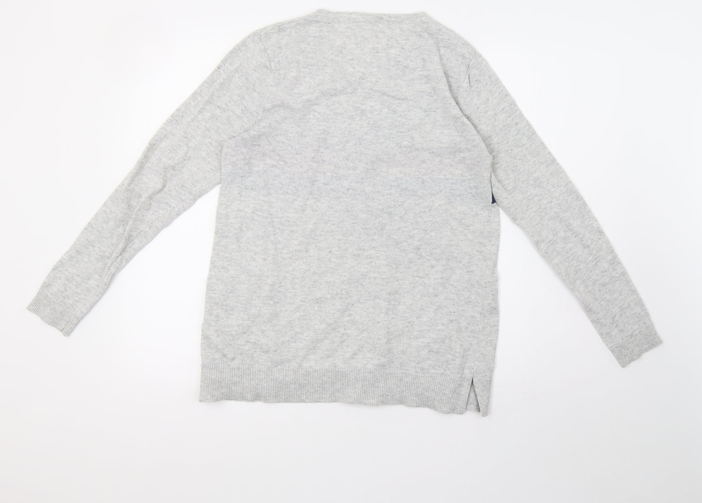 Monsoon Womens Grey Striped Knit Pullover Sweatshirt Size M