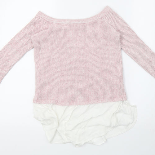 River Island Womens Pink  Knit Henley Sweatshirt Size 10