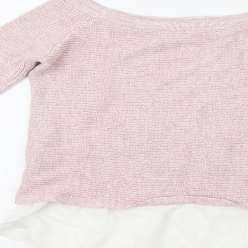 River Island Womens Pink  Knit Henley Sweatshirt Size 10