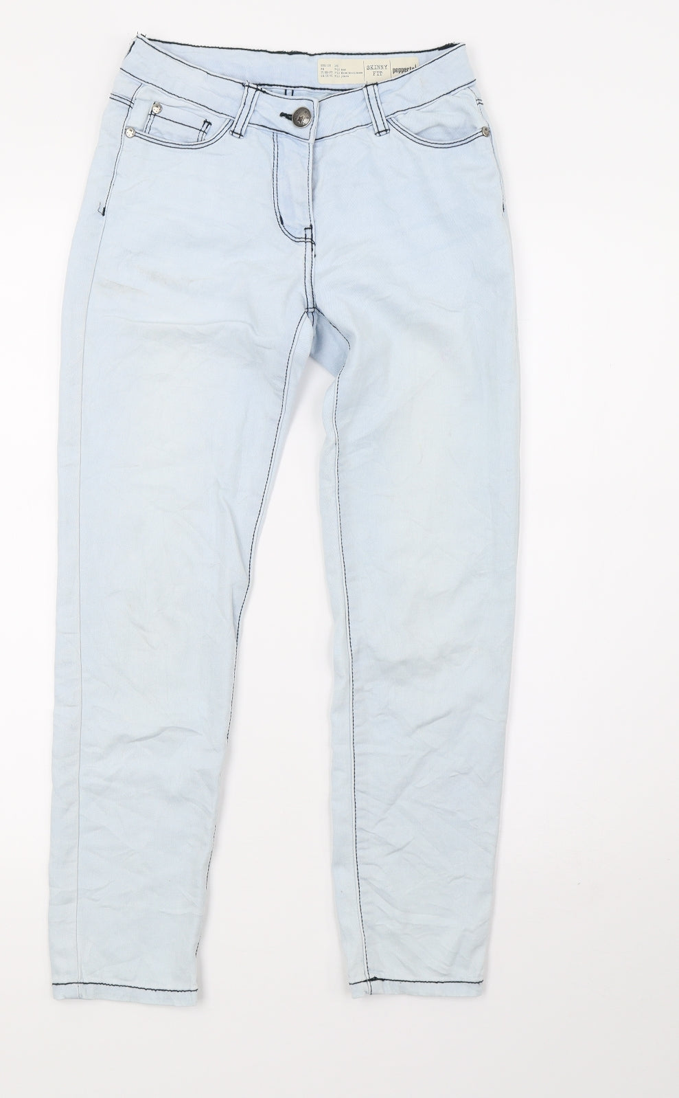 pepperts Girls Blue  Damask Skinny Jeans Size 10 Years