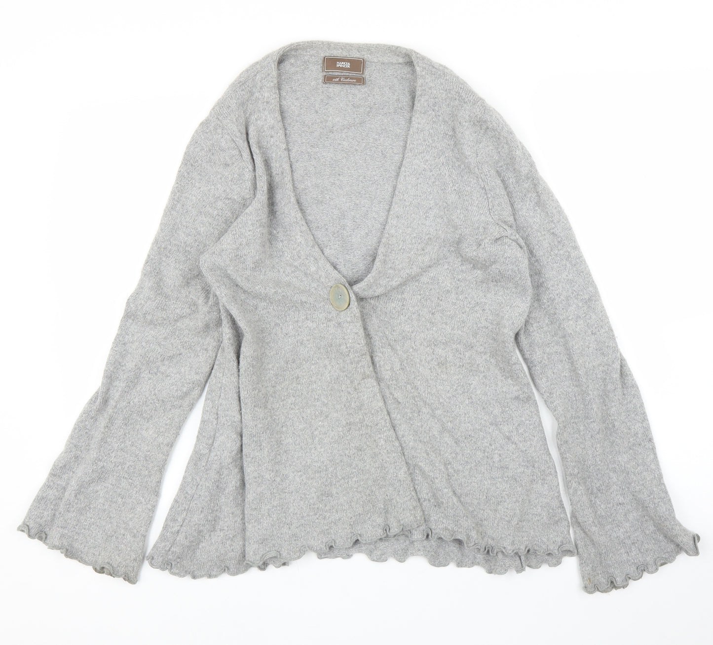 M&S Womens Grey   Cardigan Jumper Size 16