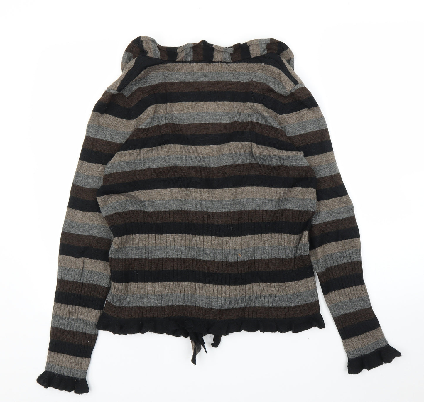 M&S Womens Brown Striped  Cardigan Jumper Size 18