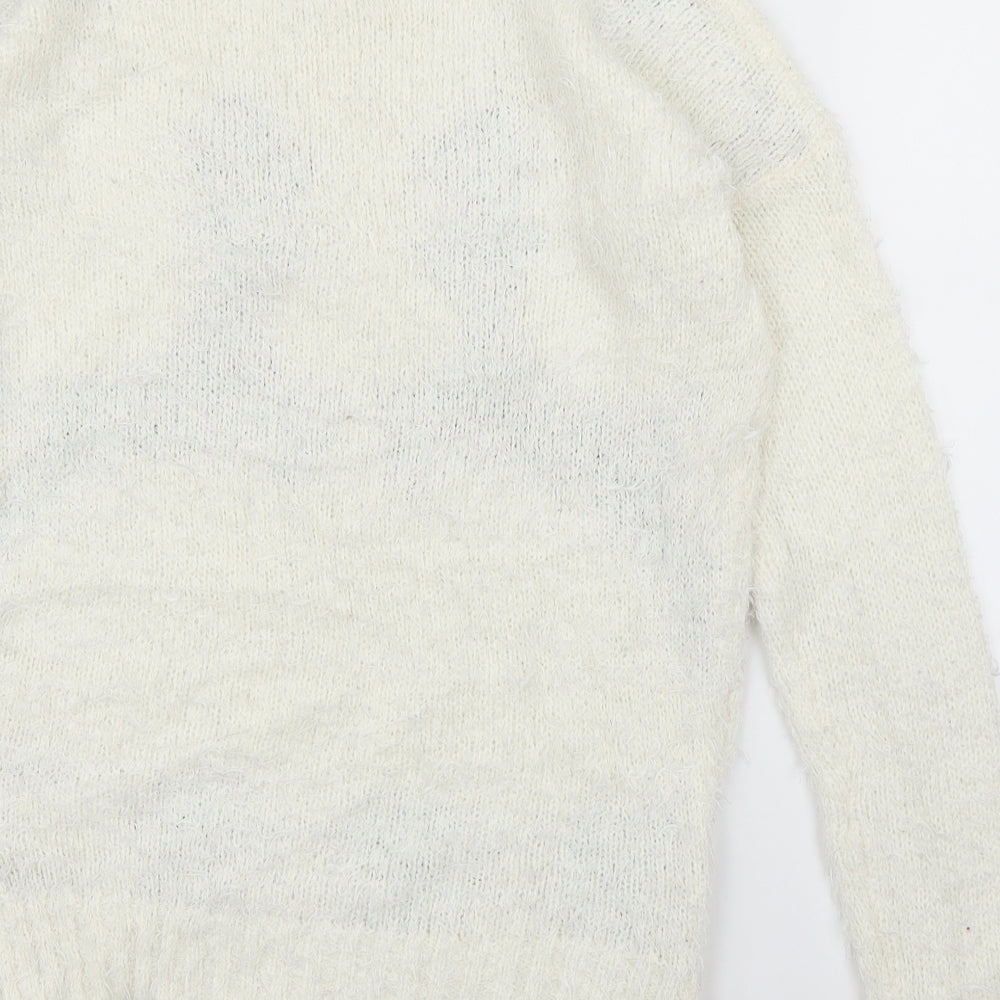 Blond and Blonde Womens White Fair Isle  Pullover Jumper Size 8