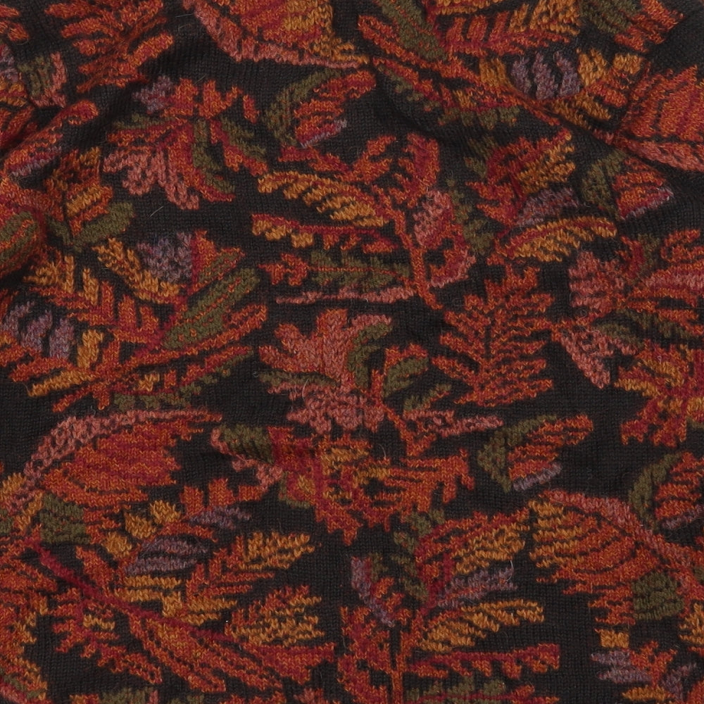 Peruvian Connection Womens Brown Floral  Pullover Jumper Size L