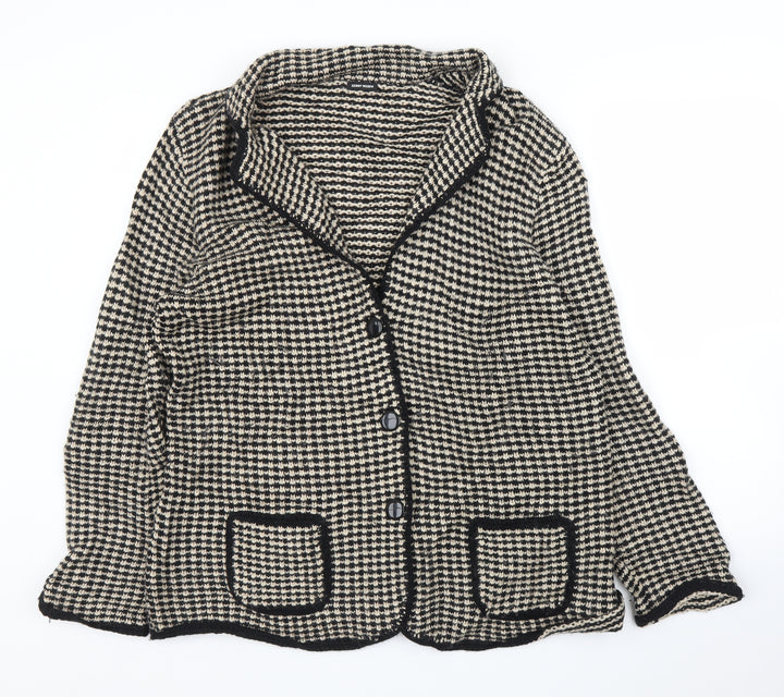 Gerry Weber Womens Beige Houndstooth Jacket Blazer Size 18