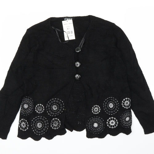 First Avenue Womens Black Floral  Cardigan Jumper Size M