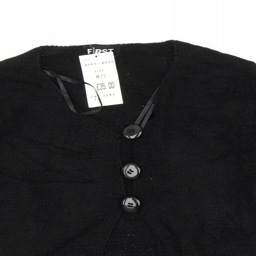 First Avenue Womens Black Floral  Cardigan Jumper Size M