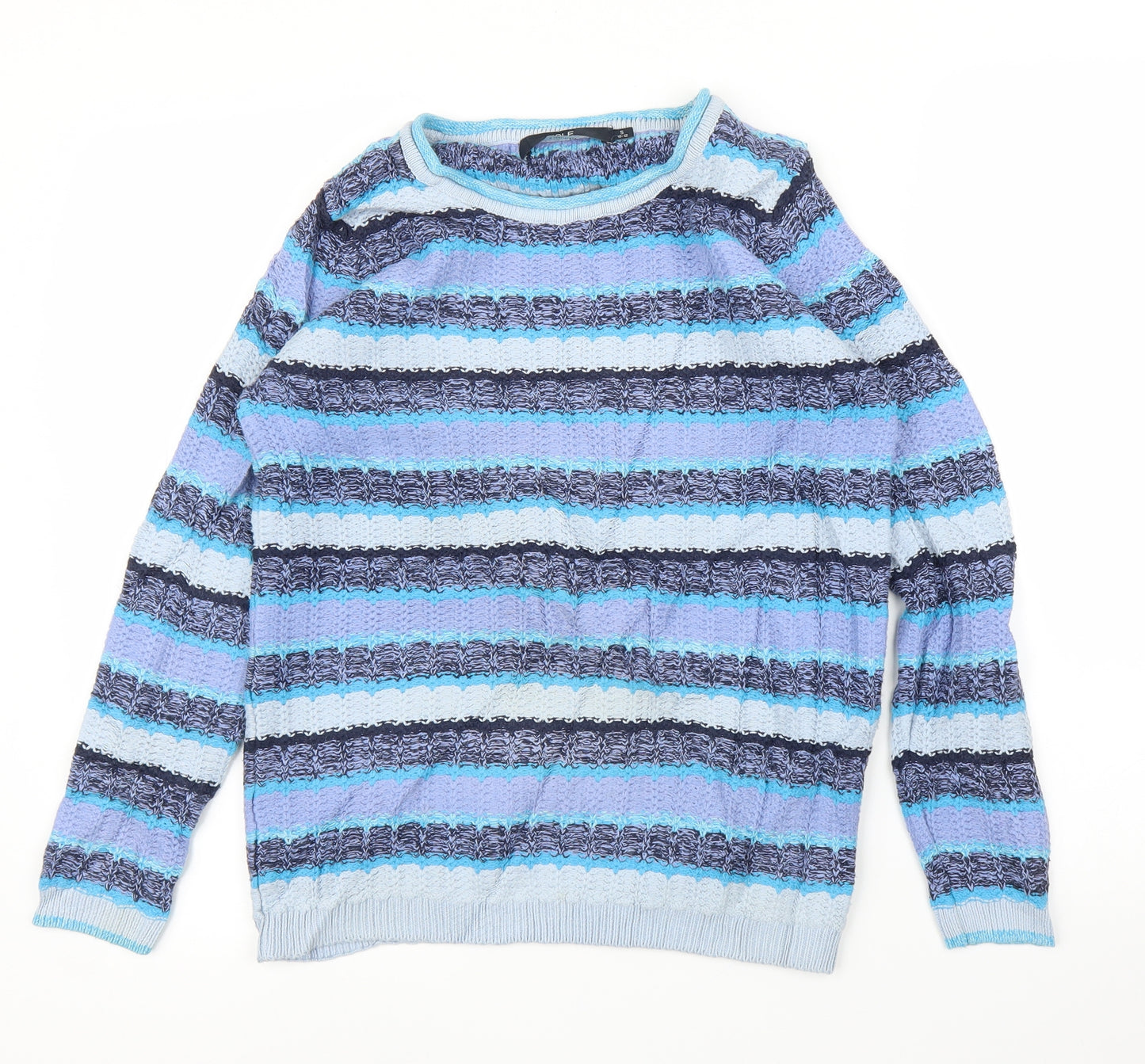 Isle Womens Blue Striped  Pullover Jumper Size S