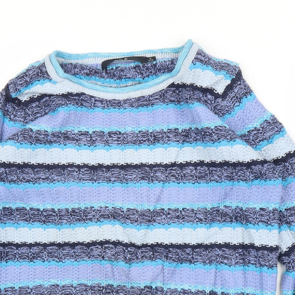 Isle Womens Blue Striped  Pullover Jumper Size S