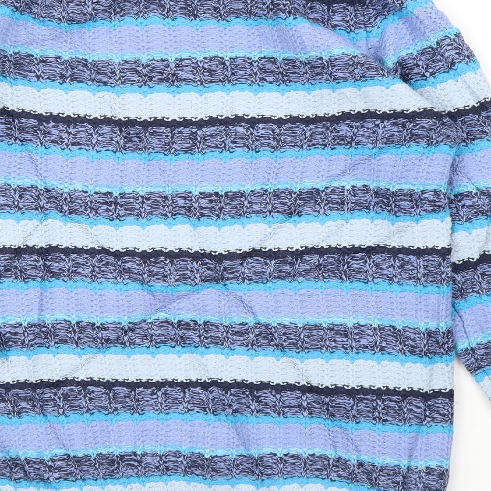 Isle Womens Blue Striped  Pullover Jumper Size S