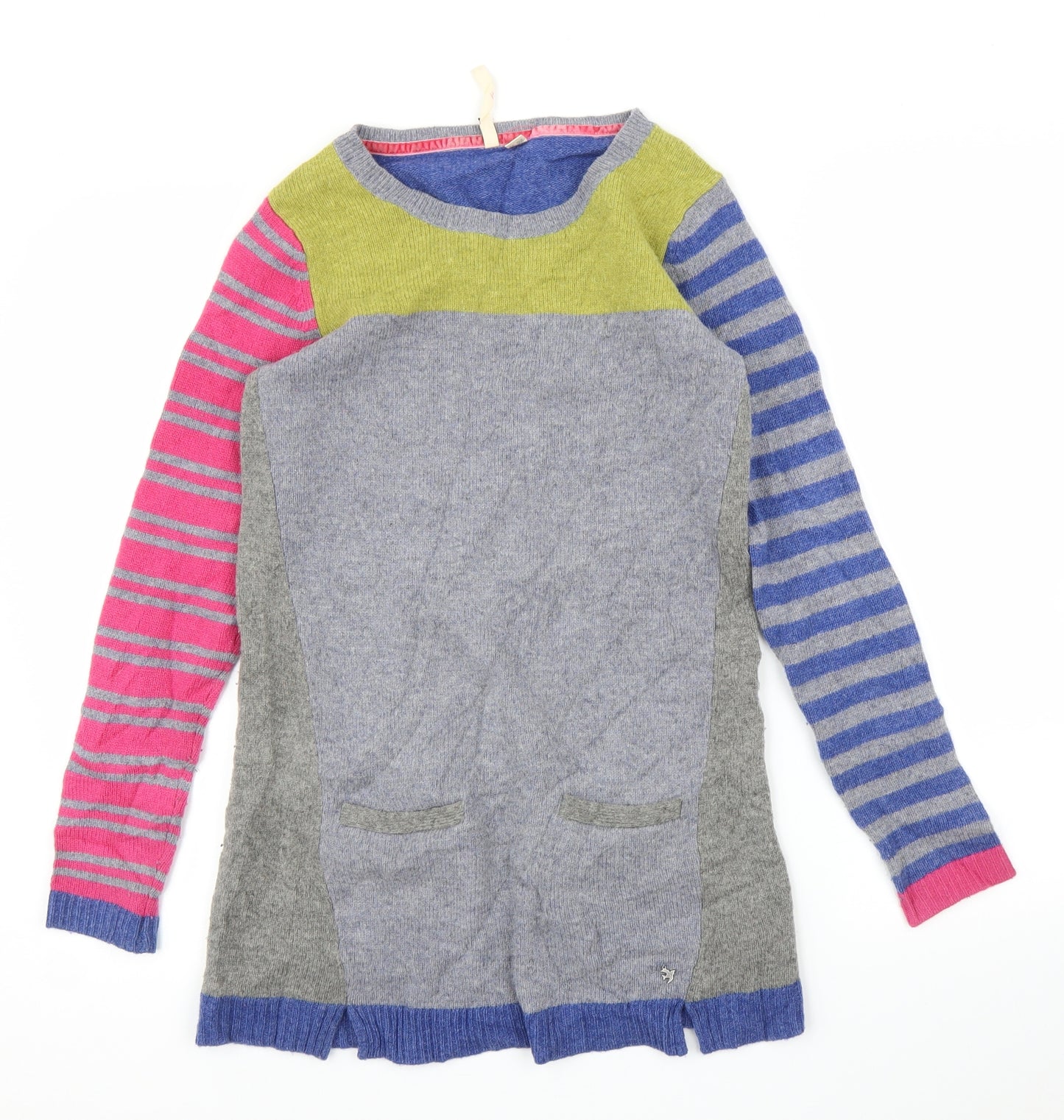 White Stuff Womens Grey Striped  Jumper Dress  Size 8