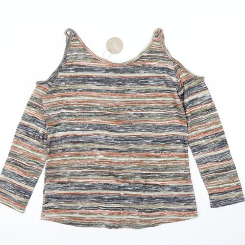 Apricot Womens Orange Striped  Basic Blouse Size 14