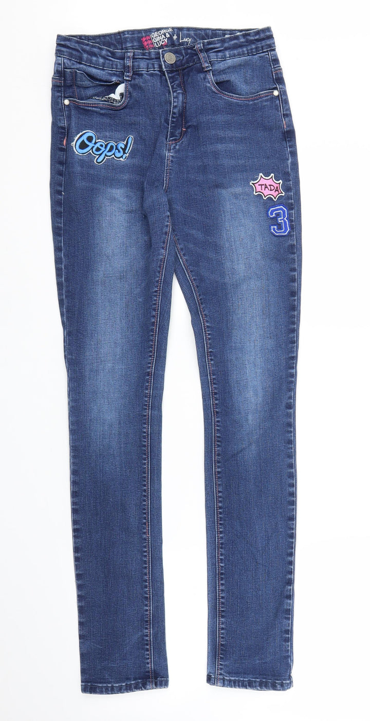 Preworn Girls Blue Denim Skinny Jeans Size 14 Years