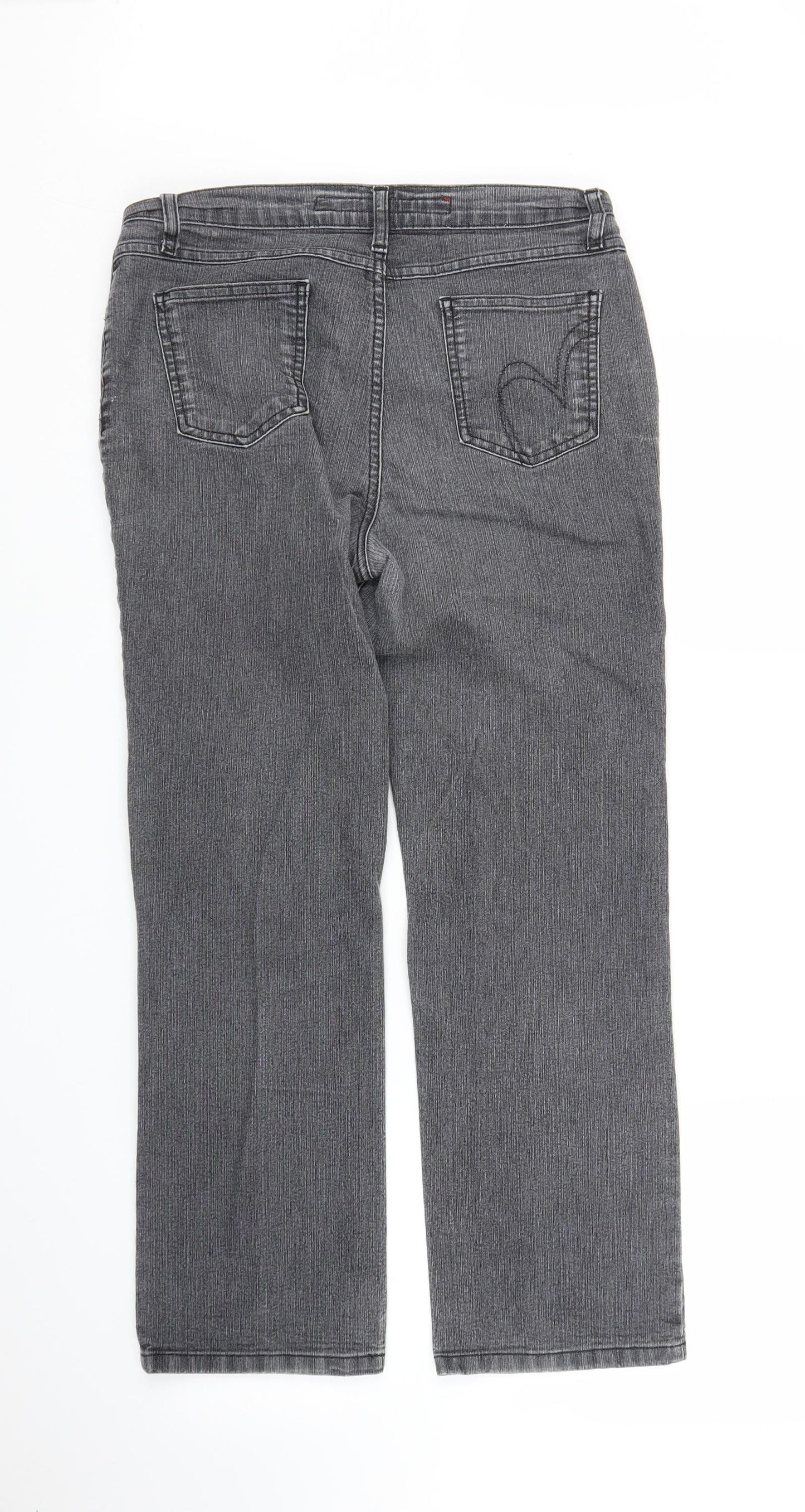 Per Una Womens Grey  Denim Straight Jeans Size 12 L25 in