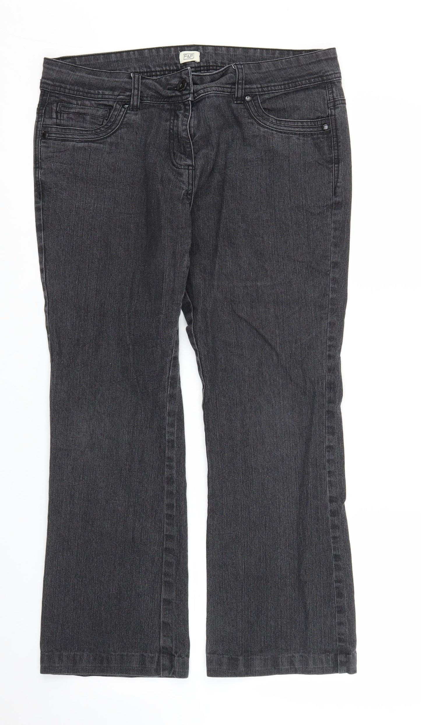 F&F Womens Grey  Denim Bootcut Jeans Size 14 L26 in