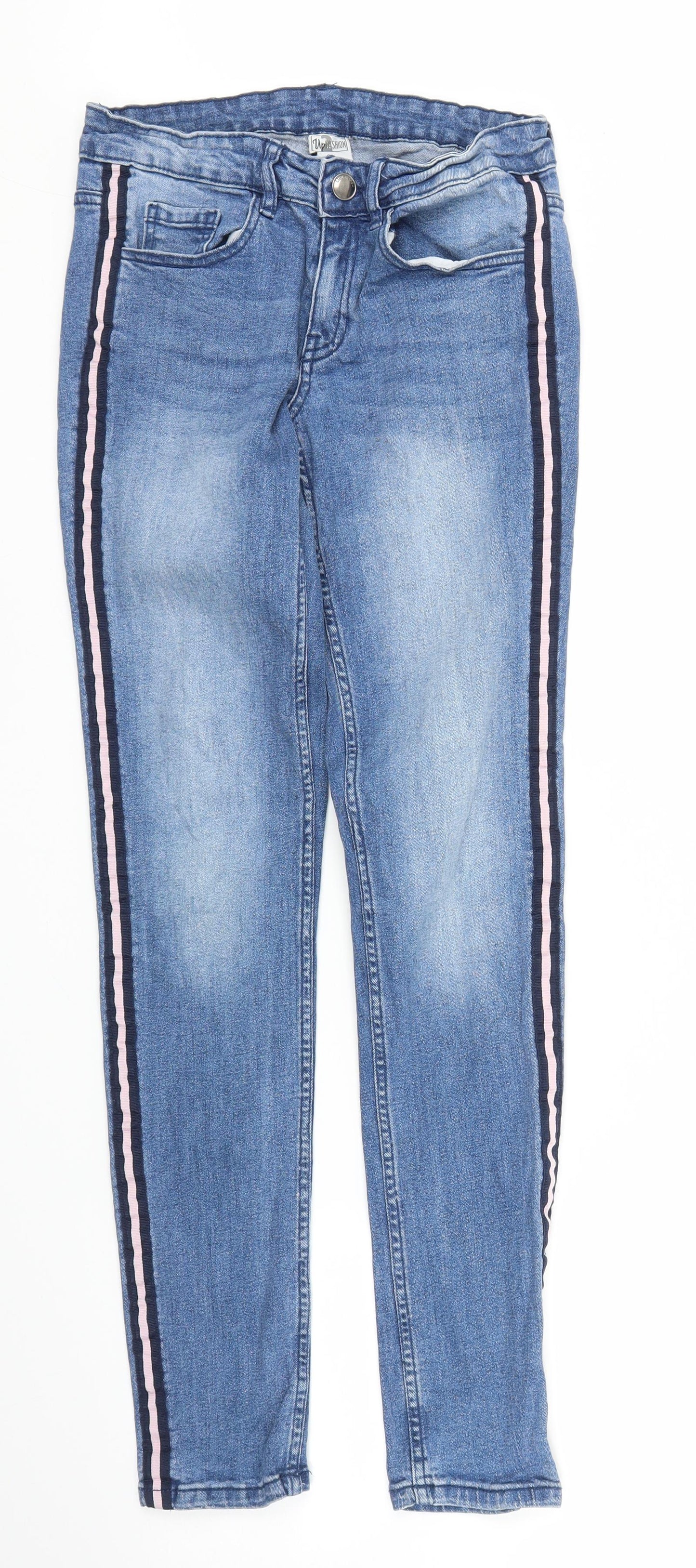 Up2Fashion Womens Blue  Denim Skinny Jeans Size 8 L29 in