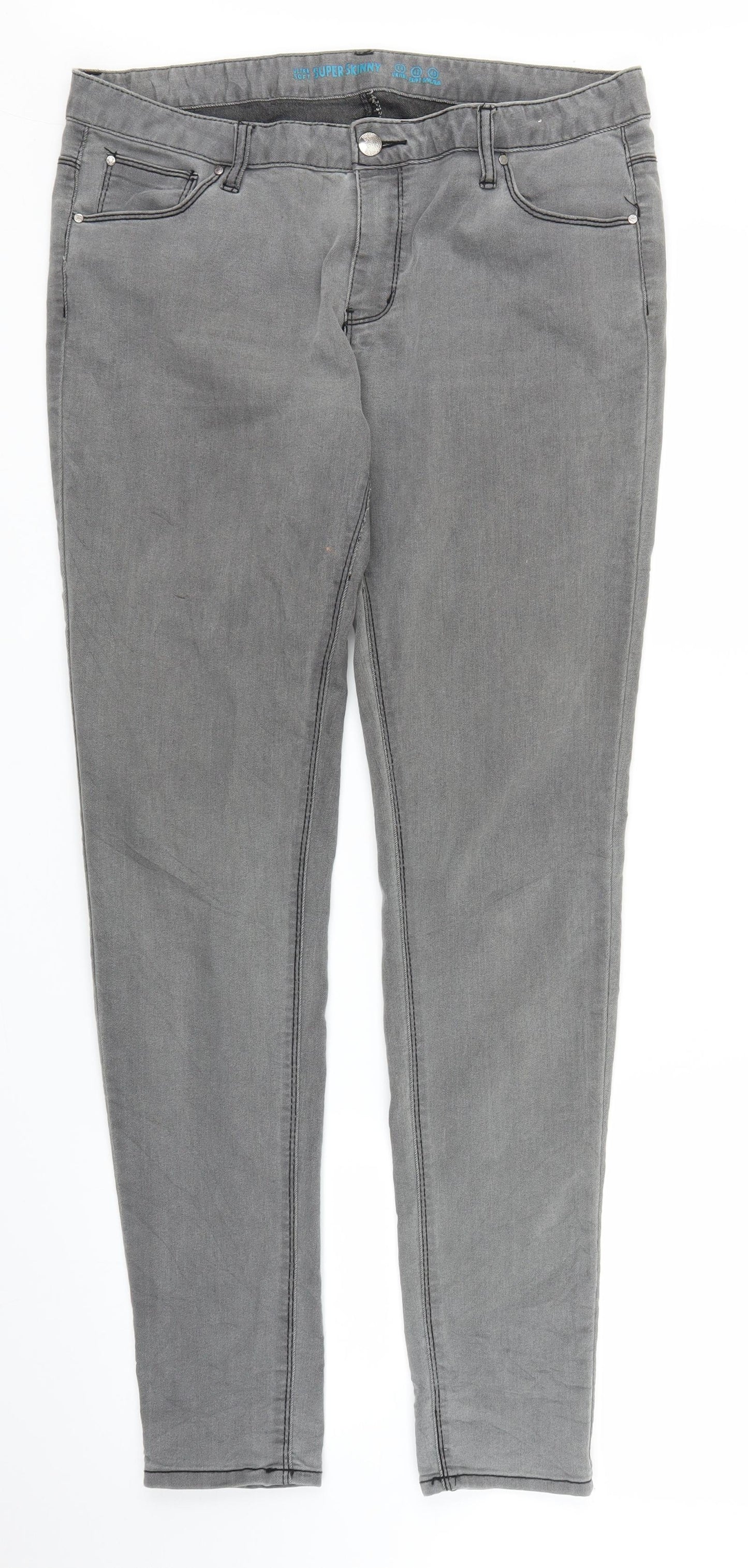 Primark Womens Grey  Denim Skinny Jeans Size 14 L28 in