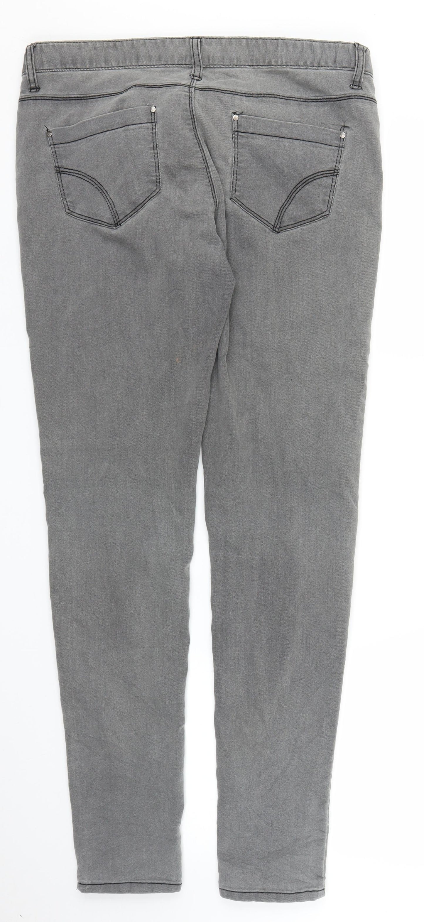 Primark Womens Grey  Denim Skinny Jeans Size 14 L28 in