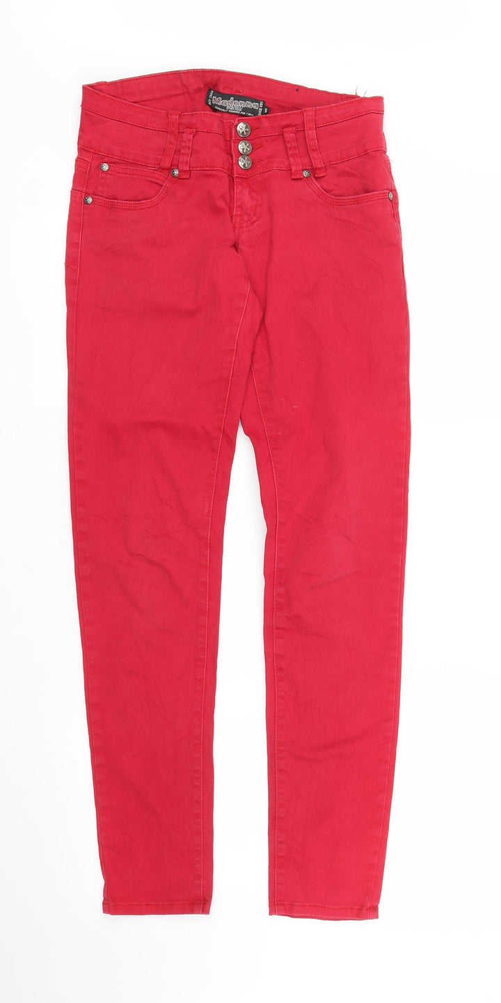 Madonna Womens Red  Denim Skinny Jeans Size S L29 in