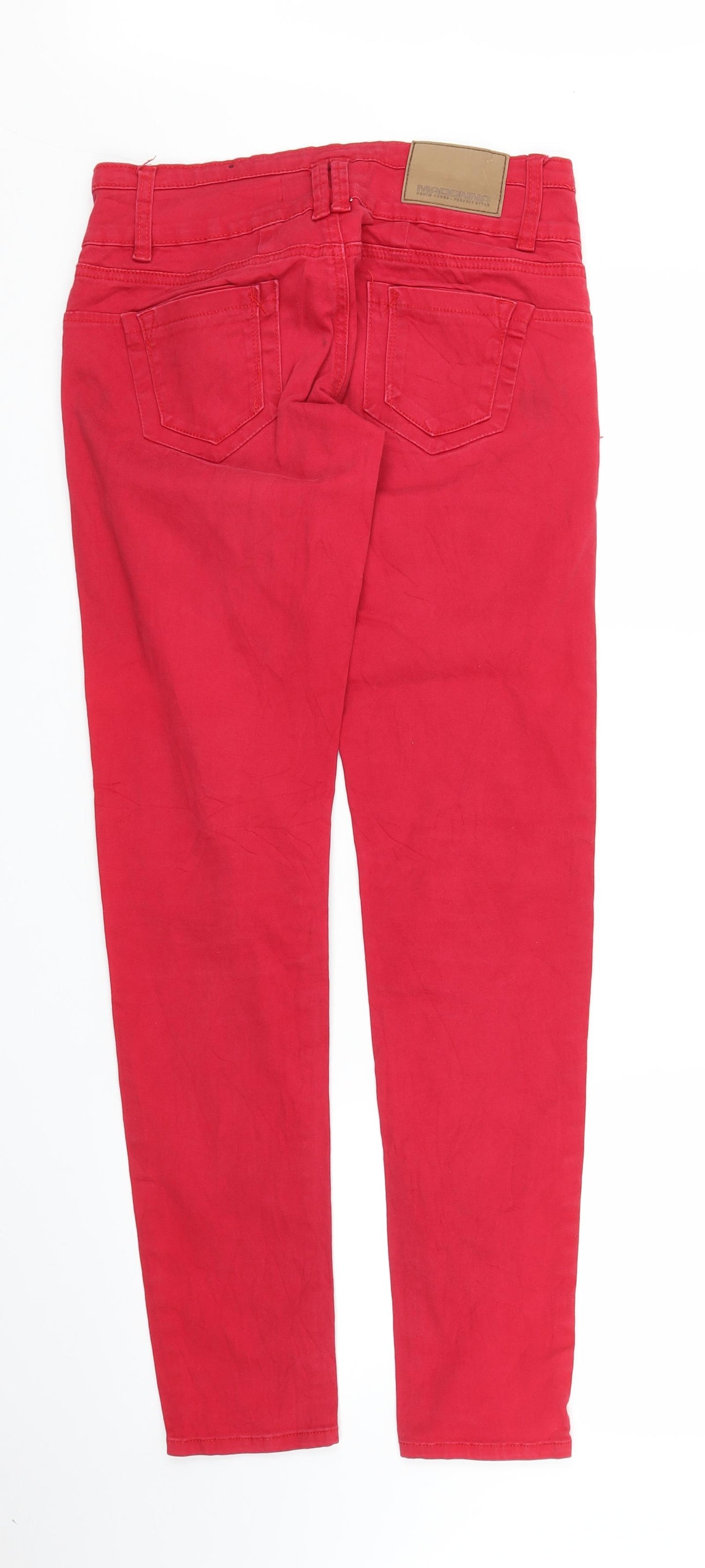 Madonna Womens Red  Denim Skinny Jeans Size S L29 in