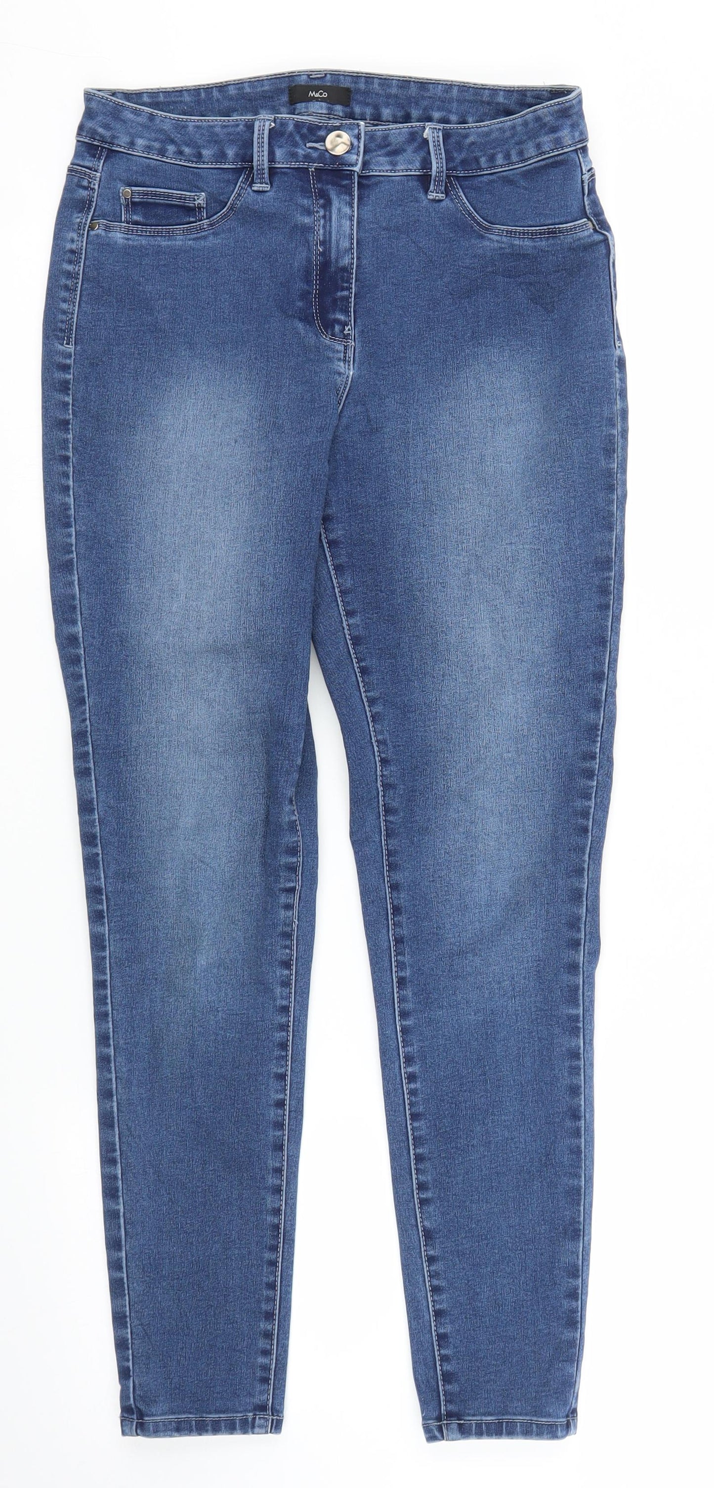 M&Co Womens Blue  Denim Skinny Jeans Size 10 L25 in