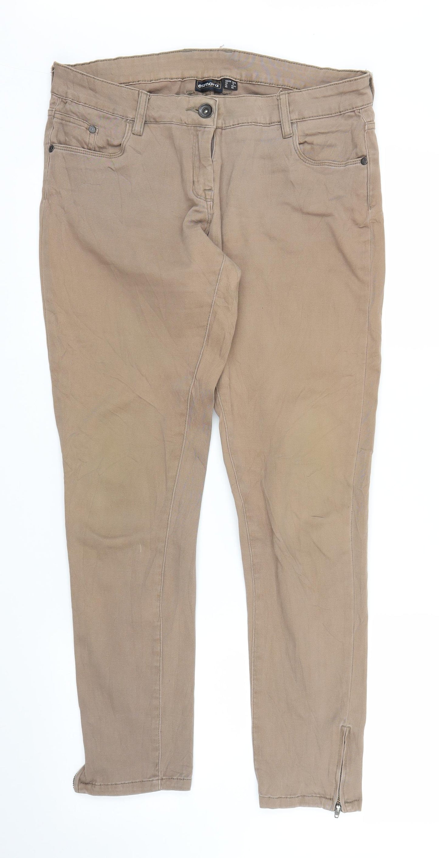 ESMARA Womens Beige  Denim Skinny Jeans Size 16 L25 in