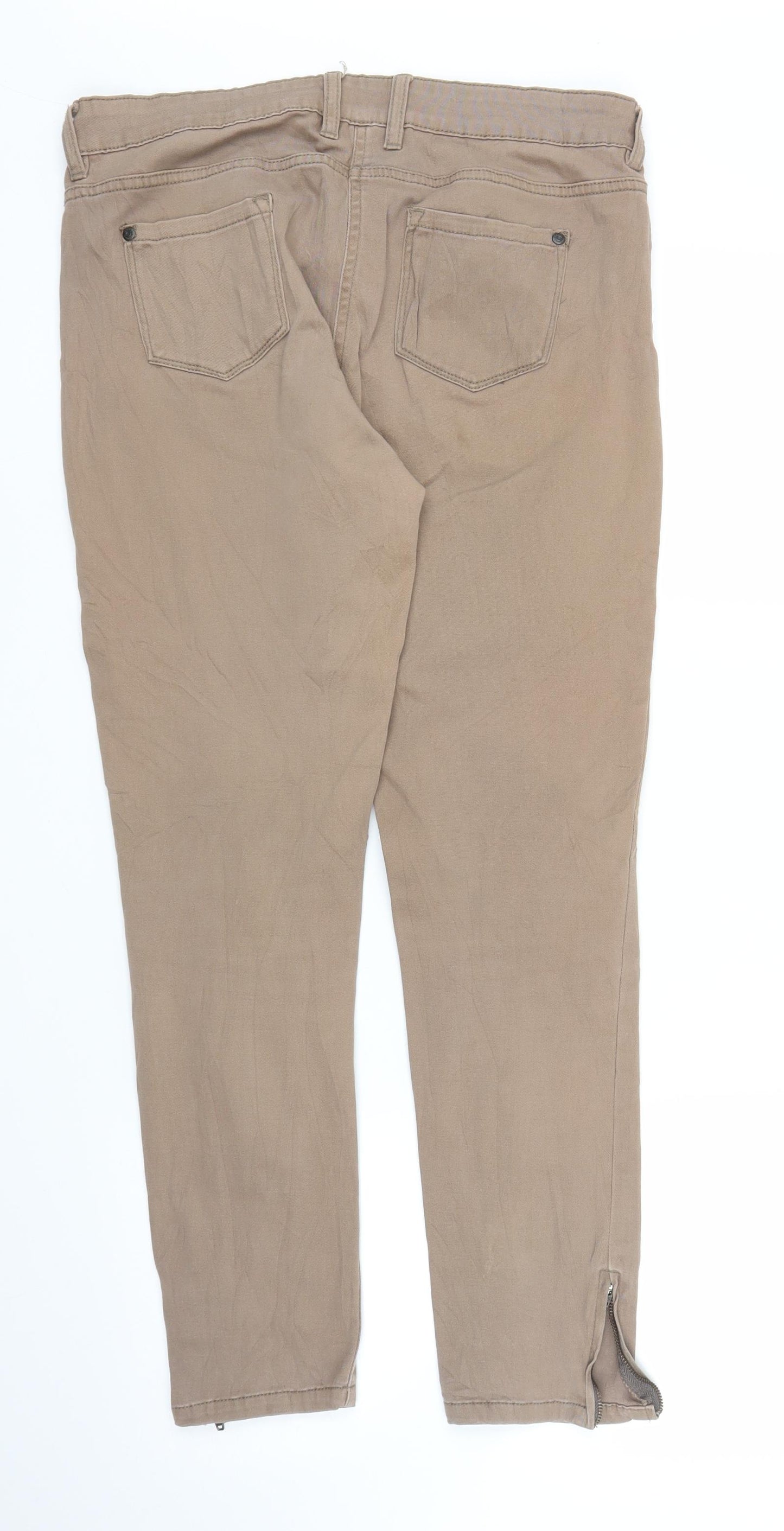 ESMARA Womens Beige  Denim Skinny Jeans Size 16 L25 in