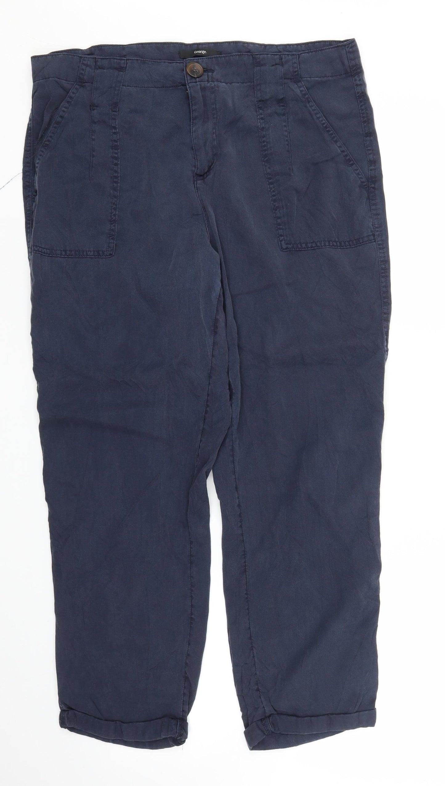 George Womens Blue   Capri Trousers Size 16 L23 in