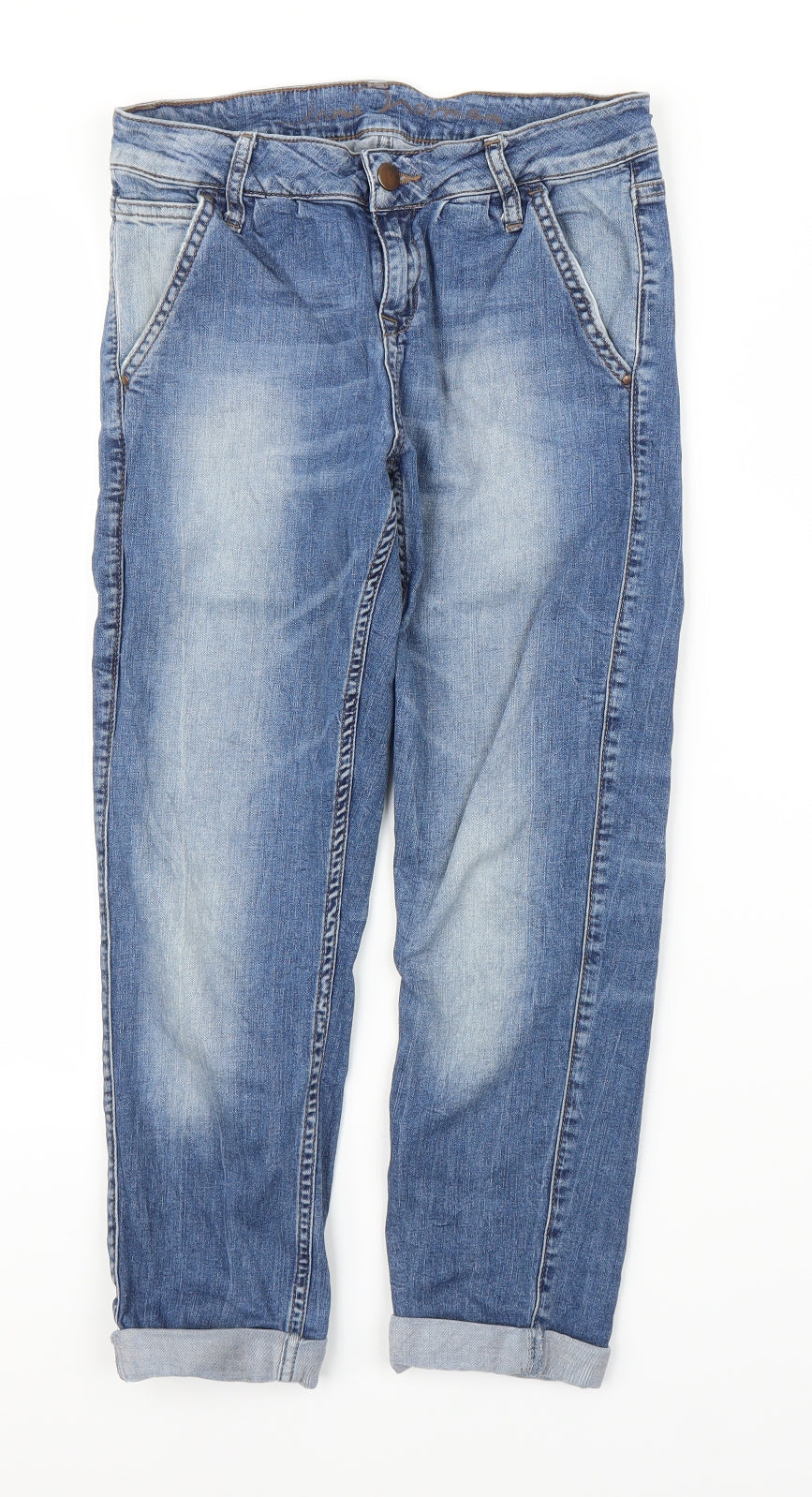 Jane Norman Womens Blue  Denim Tapered Jeans Size 8 L22 in