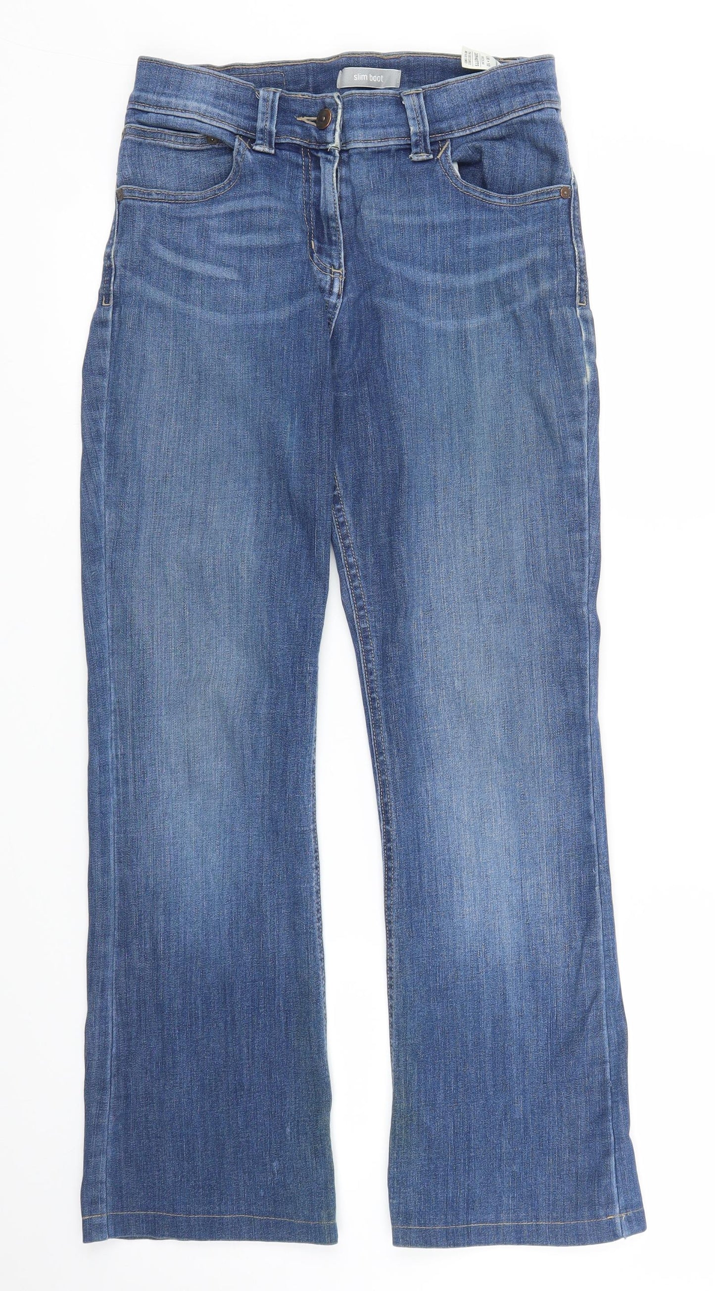 M&S Womens Blue  Denim Bootcut Jeans Size 10 L26 in