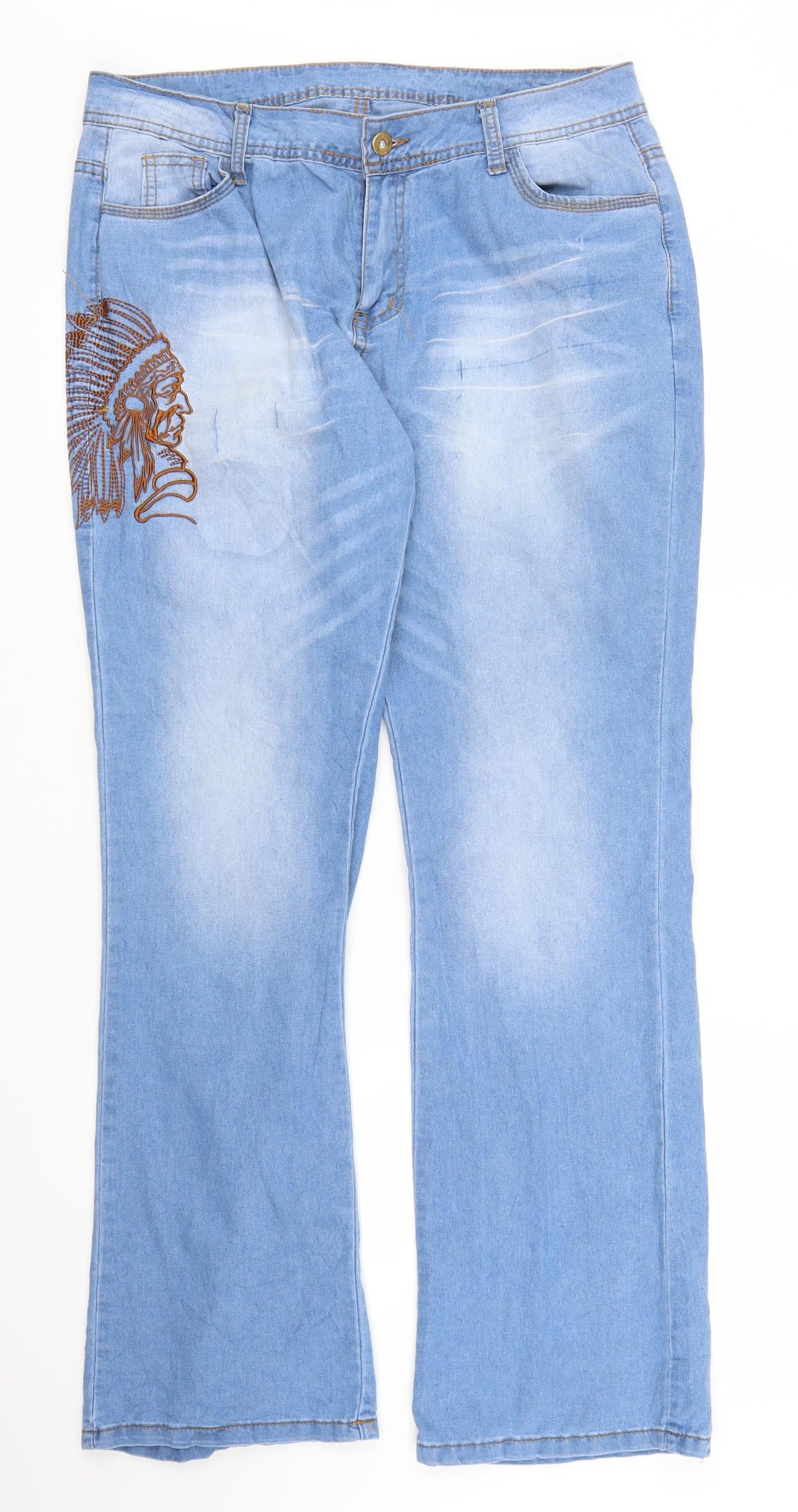 Preworn Womens Blue  Denim Bootcut Jeans Size L L29 in