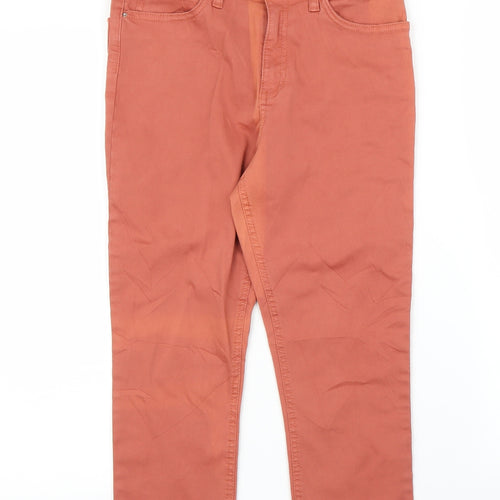 Preworn Womens Orange  Denim Cropped Jeans Size 8 L20 in