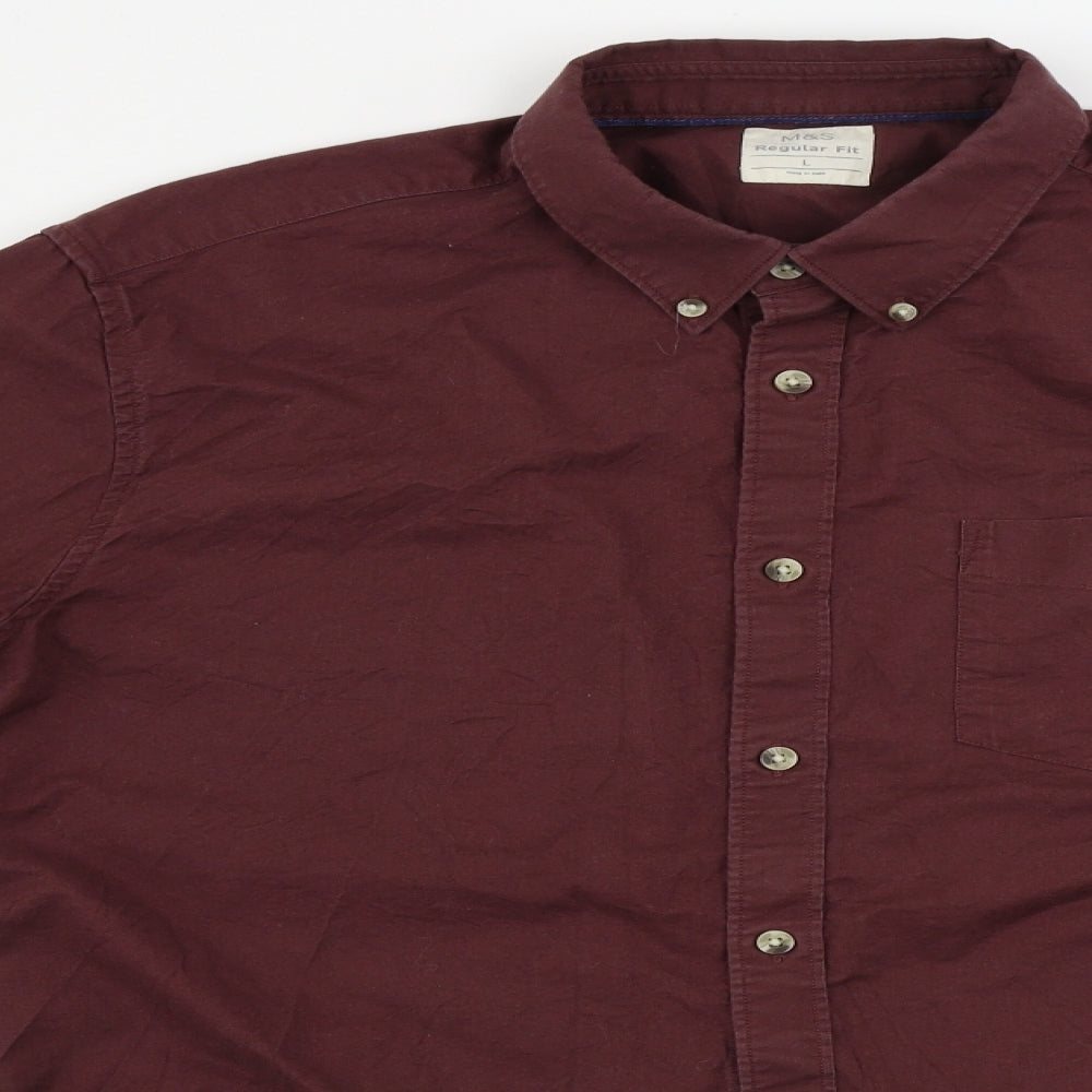 Marks and Spencer  Mens Red    Button-Up Size L