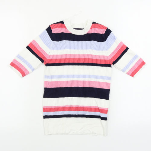 Marks and Spencer  Womens White Striped  Pullover Jumper Size 10