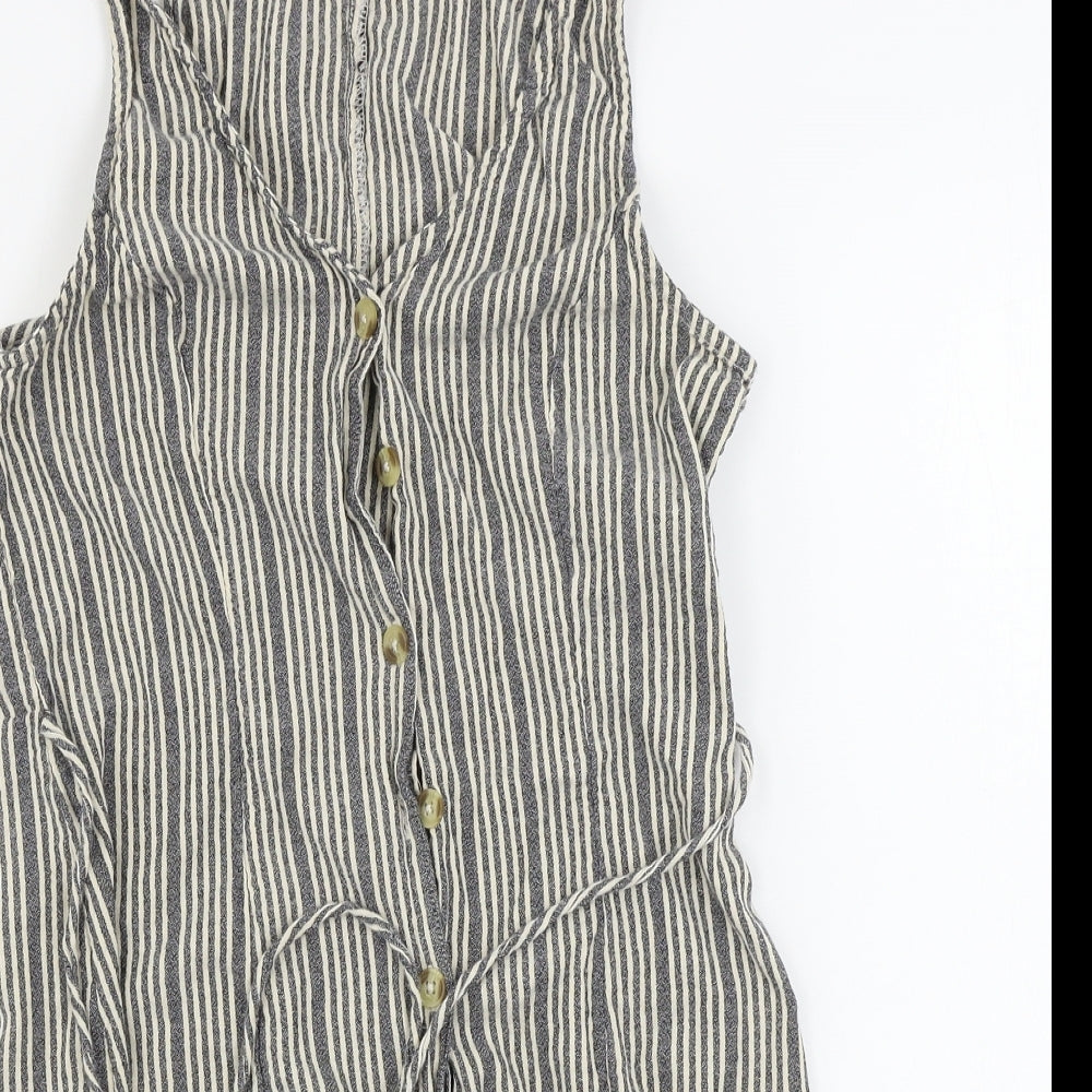 Primark  Womens Grey Striped  Jumpsuit One-Piece Size 12