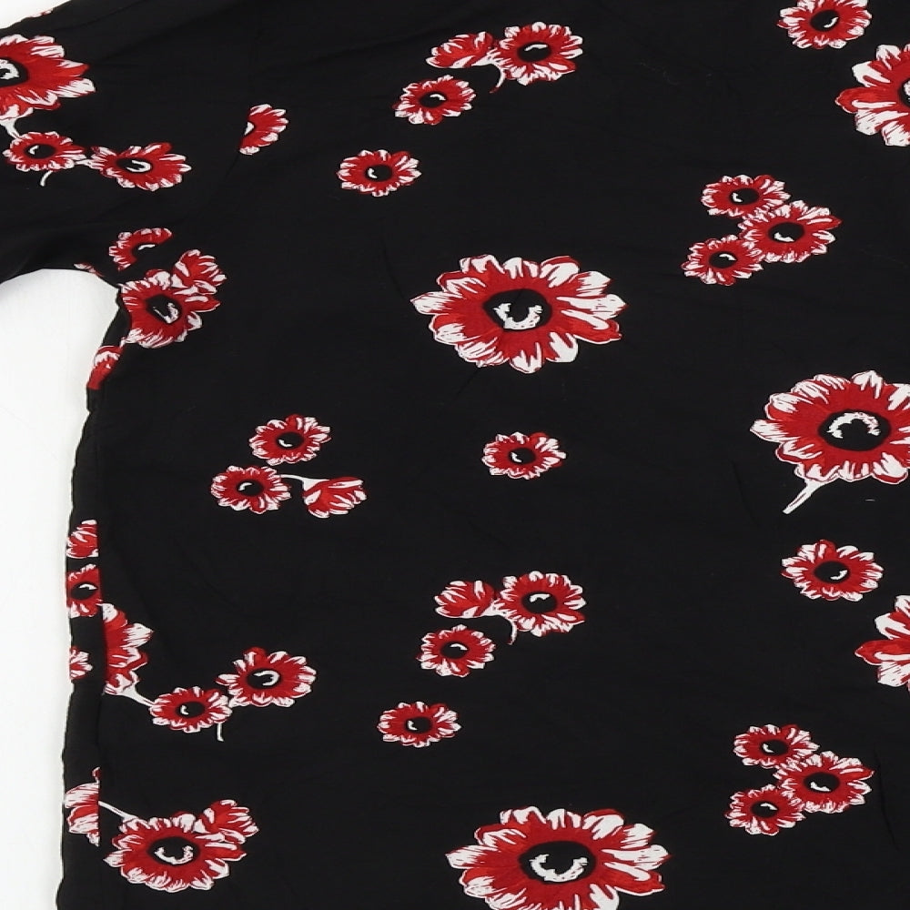 Papaya  Womens Black Floral  Basic Blouse Size 10