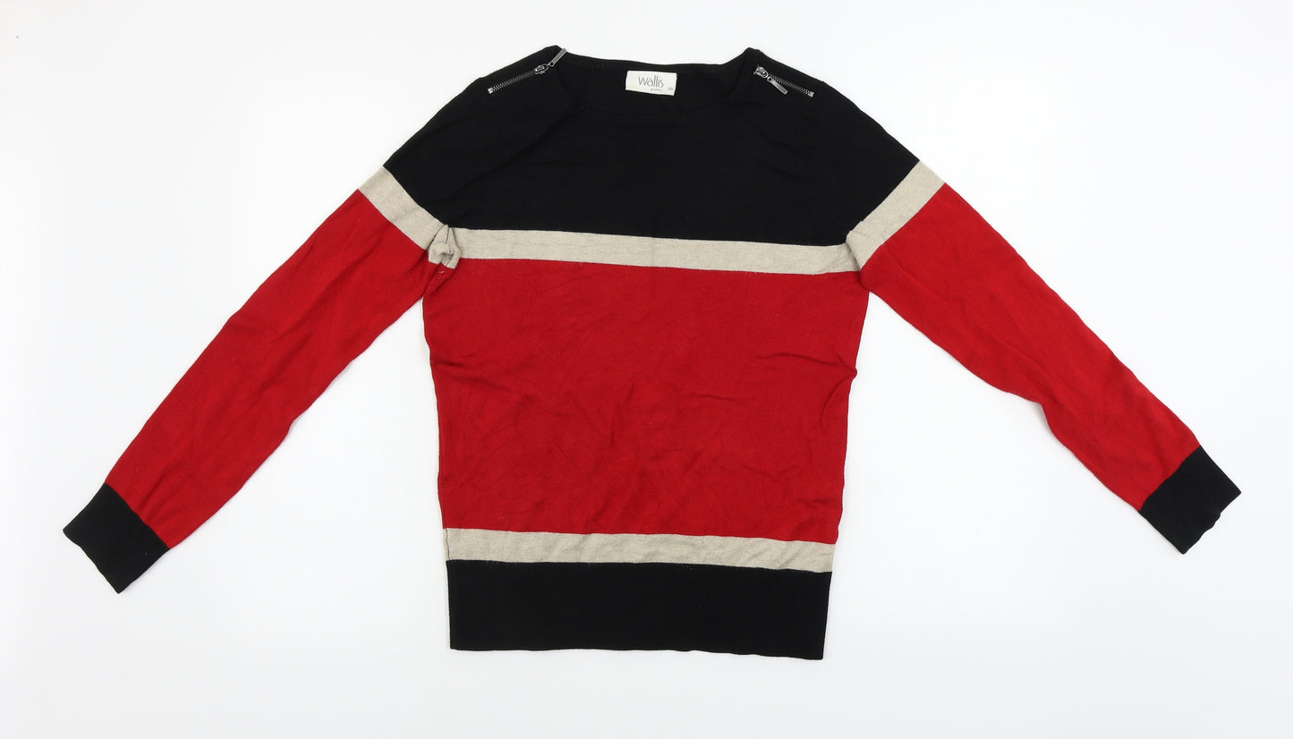 Wallis  Womens Red Striped  Pullover Jumper Size 10