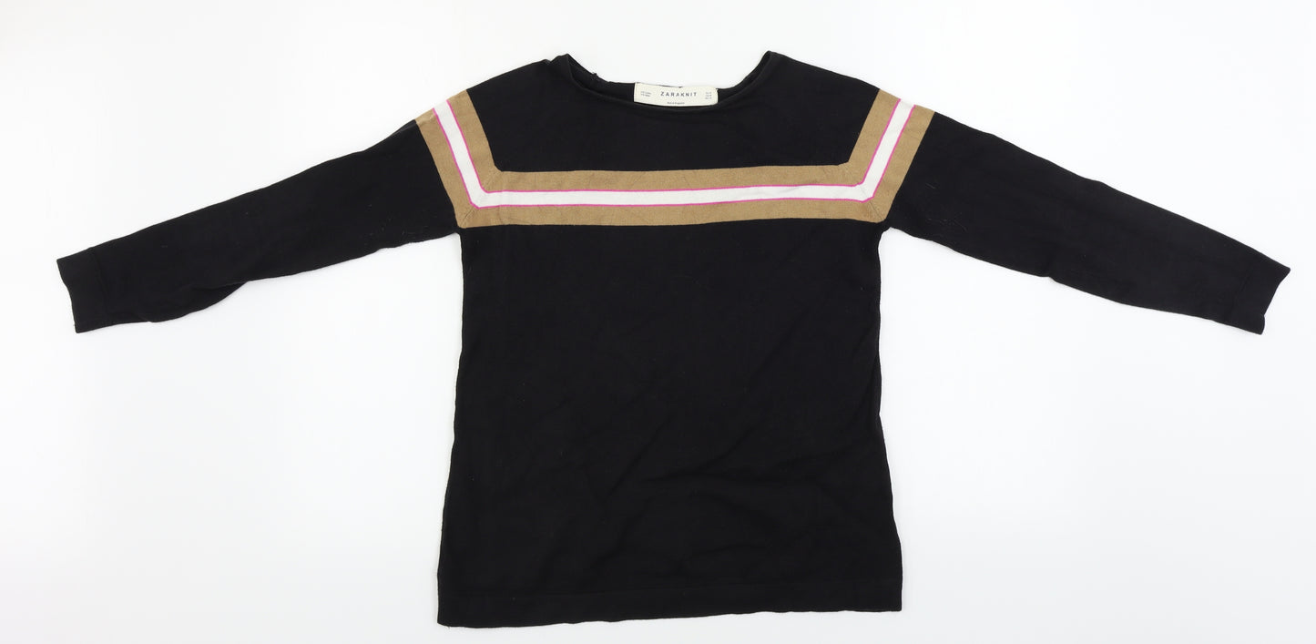 Zara  Womens Black Striped  Pullover Jumper Size M