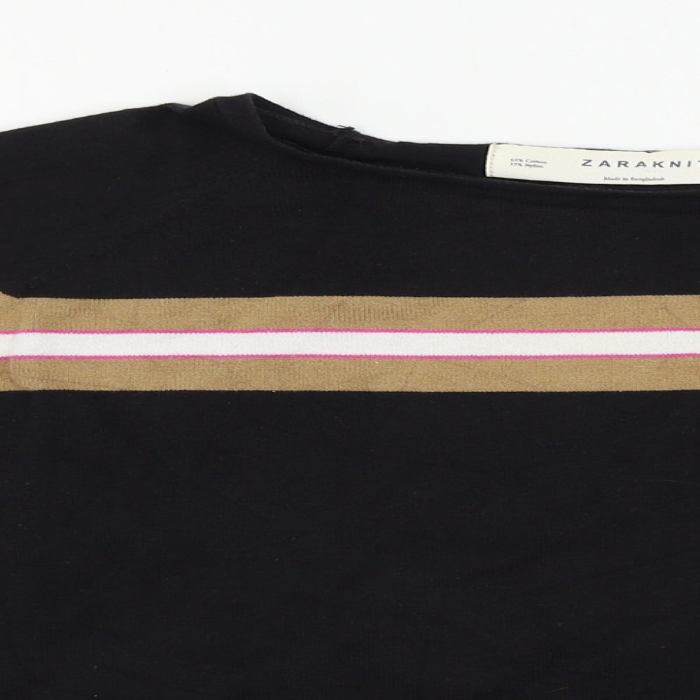 Zara  Womens Black Striped  Pullover Jumper Size M