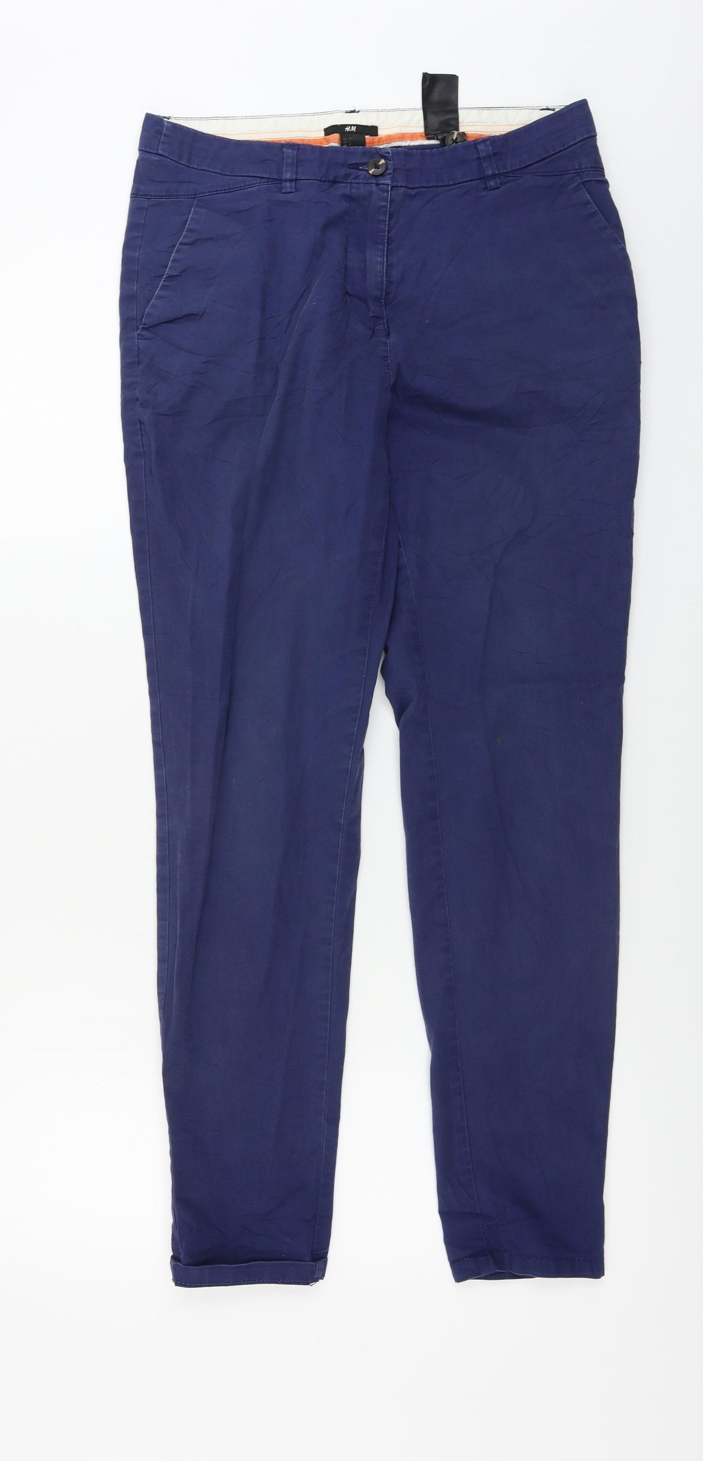 H&M Womens Blue   Chino Trousers Size 8 L29 in
